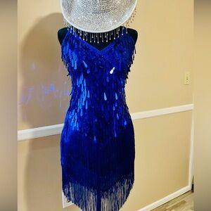 Vibrant Blue Fringe Dress